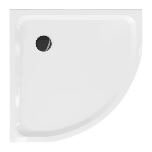 HD Slim 90x90 íves lapos akril zuhanytálca, 5 cm magas, fekete szifonnal