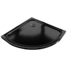HD Slim Black 80x80/90x90 fekete íves lapos akril zuhanytálca, 5 cm magas, fekete szifonnal
