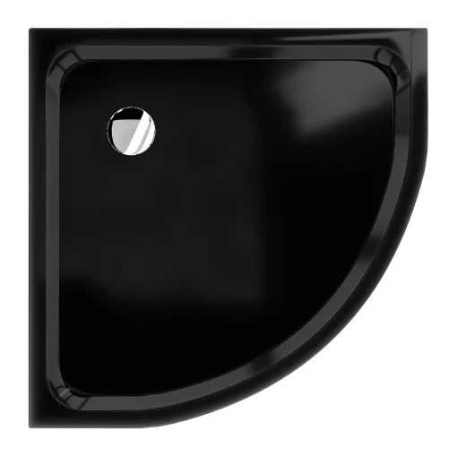 HD Slim Black 80x80/90x90 fekete íves lapos akril zuhanytálca, 5 cm magas, króm szifonnal