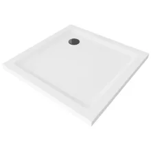 HD Slim 100x100 szögletes lapos akril zuhanytálca, 5 cm magas, fekete szifonnal