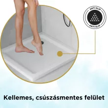 HD Slim 100x100 szögletes lapos akril zuhanytálca, 5 cm magas, fekete szifonnal