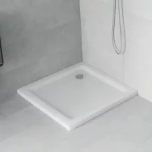 HD Slim 100x100 szögletes lapos akril zuhanytálca, 5 cm magas, króm szifonnal