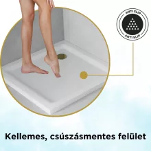 HD Slim 80x80 szögletes lapos akril zuhanytálca, 5 cm magas, arany szifonnal