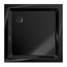 HD Slim Black 80x80/90x90 fekete szögletes lapos akril zuhanytálca, 5 cm magas, fekete szifonnal