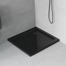 HD Slim Black 80x80/90x90 fekete szögletes lapos akril zuhanytálca, 5 cm magas, fekete szifonnal