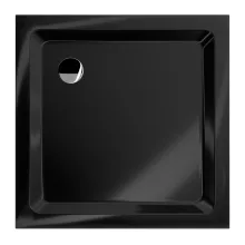 HD Slim Black 80x80/90x90 fekete szögletes lapos akril zuhanytálca, 5 cm magas, króm szifonnal