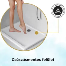 HD Slim 100x80 aszimmetrikus szögletes lapos akril zuhanytálca, 5 cm magas, fekete szifonnal