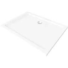 HD Slim 120x90 aszimmetrikus szögletes lapos akril zuhanytálca, 5 cm magas, króm szifonnal