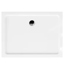 HD Slim 120x90 aszimmetrikus szögletes lapos akril zuhanytálca, 5 cm magas, króm szifonnal