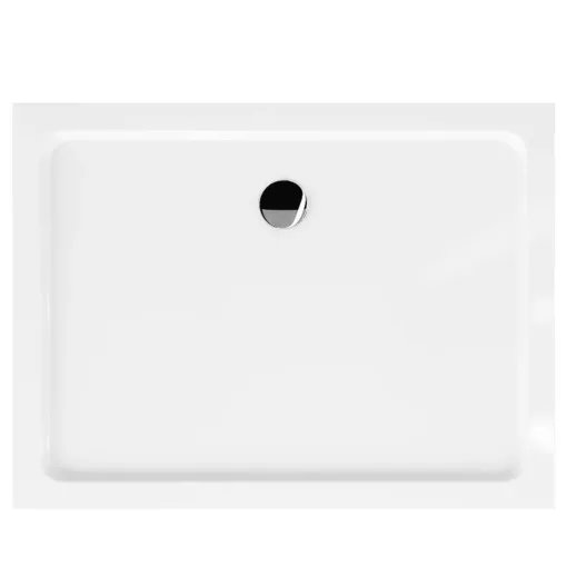 HD Slim 70x100 aszimmetrikus szögletes lapos akril zuhanytálca, 5 cm magas, króm szifonnal