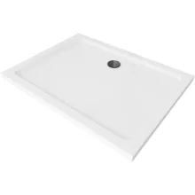 HD Slim aszimmetrikus szögletes lapos akril zuhanytálca, 5 cm magas, fekete szifonnal