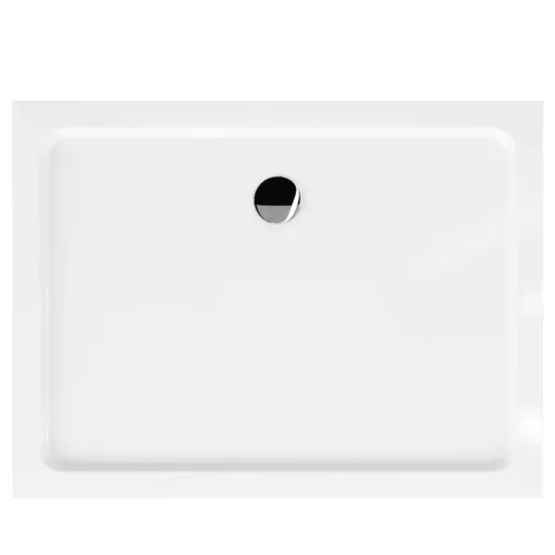 HD Slim 80x100 aszimmetrikus szögletes lapos akril zuhanytálca, 5 cm magas, króm szifonnal