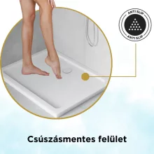 HD Slim 80x100 aszimmetrikus szögletes lapos akril zuhanytálca, 5 cm magas, króm szifonnal