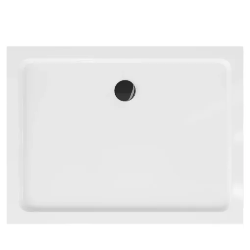 HD Slim 80x90 aszimmetrikus szögletes lapos akril zuhanytálca, 5 cm magas, fekete szifonnal