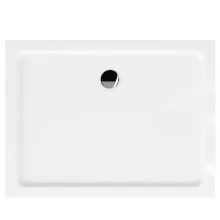 HD Slim 80x90 aszimmetrikus szögletes lapos akril zuhanytálca, 5 cm magas, króm szifonnal