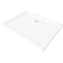 HD Slim 90x80 aszimmetrikus szögletes lapos akril zuhanytálca, 5 cm magas, króm szifonnal