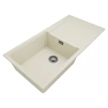 HD Onyx White 100 egymedencés mosogatótálca, vágódeszkával, csepegtetőtálcával, tört fehér színben