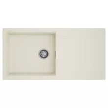 HD Onyx White 100 egymedencés mosogatótálca, csepegtetőtálcával, tört fehér színben