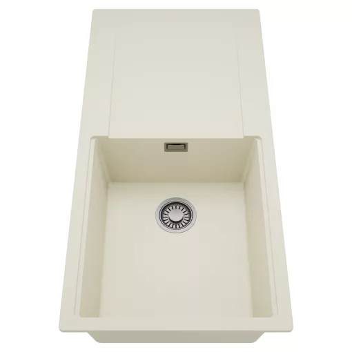 HD Onyx White 100 egymedencés mosogatótálca, csepegtetőtálcával, tört fehér színben