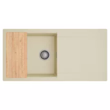HD Onyx Beige 100 egymedencés gránit mosogatótálca, vágódeszkával, soft bézs színben