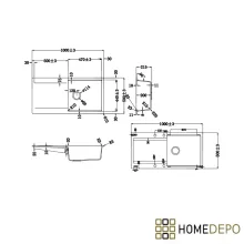 HD Onyx Antracit 100 egymedencés gránit mosogatótálca, vágódeszkával, matt antracit színben, szálcsiszolt króm leeresztő szifonnal