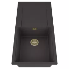 HD Onyx Antracit 100 egymedencés mosogatótálca, csepegtetőtálcával, matt antracit színben, szálcsiszolt arany leeresztő szifonnal