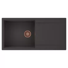 HD Onyx Antracit 100 egymedencés mosogatótálca, csepegtetőtálcával, matt antracit színben, szálcsiszolt réz leeresztő szifonnal