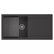 HD Onyx Antracit 100 egymedencés mosogatótálca szett, acél csepegtetőráccsal, csepegtetőtálcával, matt antracit színben