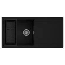 HD Onyx Black 100 egymedencés mosogatótálca szett, matt fekete csepegtetőkosárral, csepegtetőtálcával, matt fekete színben