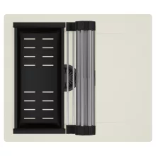 HD Onyx White 58 egymedencés mosogatótálca szett, acél csepegtetőráccsal és matt fekete kosárral, csepegtetőtálcával, tört fehér színben, matt fekete leeresztő szifonnal