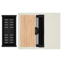 HD Onyx White 58 egymedencés mosogatótálca szett, vágódeszkával, matt fekete csepegtetőráccsal és kosárral, csepegtetőtálcával, tört fehér színben, matt fekete leeresztő szifonnal