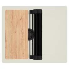 HD Onyx White 58 egymedencés mosogatótálca szett, vágódeszkával, matt fekete csepegtetőráccsal, csepegtetőtálcával, tört fehér színben, matt fekete leeresztő szifonnal