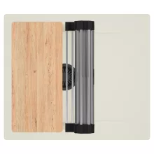 HD Onyx White 58 egymedencés mosogatótálca szett, vágódeszkával, acél csepegtetőráccsal, csepegtetőtálcával, tört fehér színben, matt fekete leeresztő szifonnal