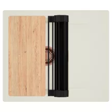 HD Onyx White 58 egymedencés mosogatótálca szett, vágódeszkával, matt fekete csepegtetőráccsal, csepegtetőtálcával, tört fehér színben, szálcsiszolt réz leeresztő szifonnal