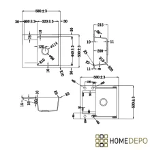 HD Onyx White 58 egymedencés mosogatótálca szett, vágódeszkával, acél csepegtetőkosárral, csepegtetőtálcával, tört fehér színben, szálcsiszolt réz leeresztő szifonnal
