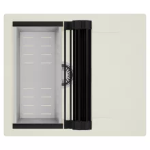 HD Onyx White 58 egymedencés mosogatótálca szett, matt fekete csepegtetőráccsal és krómozott kosárral, csepegtetőtálcával, tört fehér színben