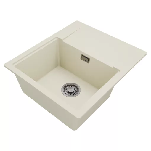 HD Onyx White 58 egymedencés mosogatótálca, vágódeszkával, csepegtetőtálcával, tört fehér színben