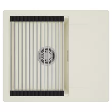 HD Onyx White 58 egymedencés mosogatótálca szett, acél csepegtetőráccsal, csepegtetőtálcával, tört fehér színben