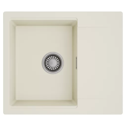 HD Onyx White 58 egymedencés mosogatótálca, csepegtetőtálcával, tört fehér színben