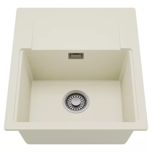 HD Onyx White 58 egymedencés mosogatótálca, csepegtetőtálcával, tört fehér színben