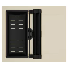 HD Onyx Beige 58 egymedencés mosogatótálca szett, matt fekete csepegtetőráccsal és kosárral, csepegtetőtálcával, soft bézs színben, matt fekete leeresztő szifonnal