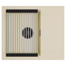 HD Onyx Beige 58 egymedencés mosogatótálca szett, acél csepegtetőráccsal, csepegtetőtálcával, soft bézs színben, matt fekete leeresztő szifonnal