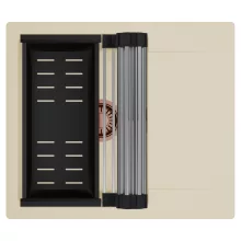 HD Onyx Beige 58 egymedencés mosogatótálca szett, acél csepegtetőráccsal és matt fekete kosárral, csepegtetőtálcával, soft bézs színben, szálcsiszolt réz leeresztő szifonnal