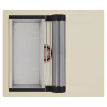 HD Onyx Beige 58 egymedencés mosogatótálca szett, acél csepegtetőráccsal és kosárral, csepegtetőtálcával, soft bézs színben, szálcsiszolt réz leeresztő szifonnal