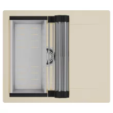 HD Onyx Beige 58 egymedencés mosogatótálca szett, acél csepegtetőráccsal és kosárral, csepegtetőtálcával, soft bézs színben