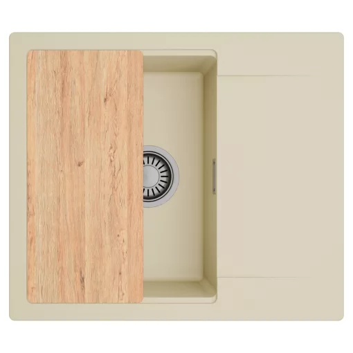 HD Onyx Beige 58 egymedencés gránit mosogatótálca, vágódeszkával, soft bézs színben