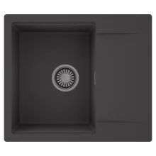 HD Onyx Antracit 58 egymedencés mosogatótálca, csepegtetőtálcával, matt antracit színben, szálcsiszolt króm leeresztő szifonnal