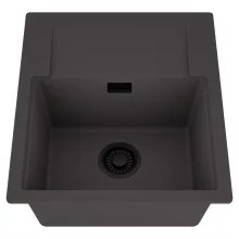 HD Onyx Antracit 58 egymedencés mosogatótálca, csepegtetőtálcával, matt antracit színben, matt fekete leeresztő szifonnal