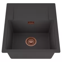 HD Onyx Antracit 58 egymedencés mosogatótálca, csepegtetőtálcával, matt antracit színben, szálcsiszolt réz leeresztő szifonnal