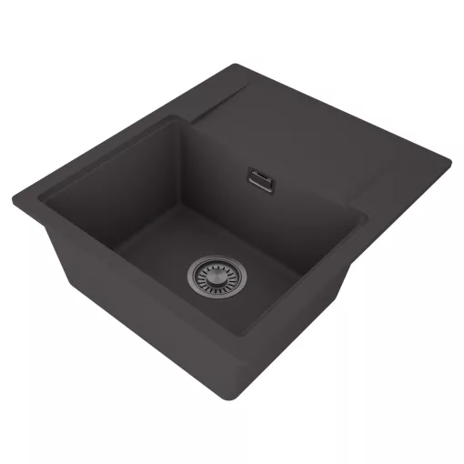 HD Onyx Antracit 58 egymedencés gránit mosogatótálca, vágódeszkával, matt antracit színben